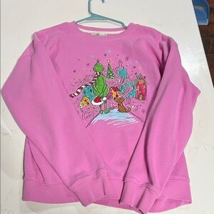 Zenana Pink Grinch Holiday Crewneck Sweatshirt